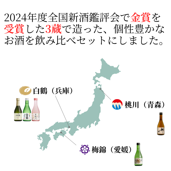 金賞受賞蔵 おすすめ日本酒 300ml×5本セット <化粧箱入>