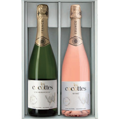 レ・ココット シャルドネ & ロゼ 750ml×2本セット <ギフトBOX入り>【スパークリングワインテイスト飲料】