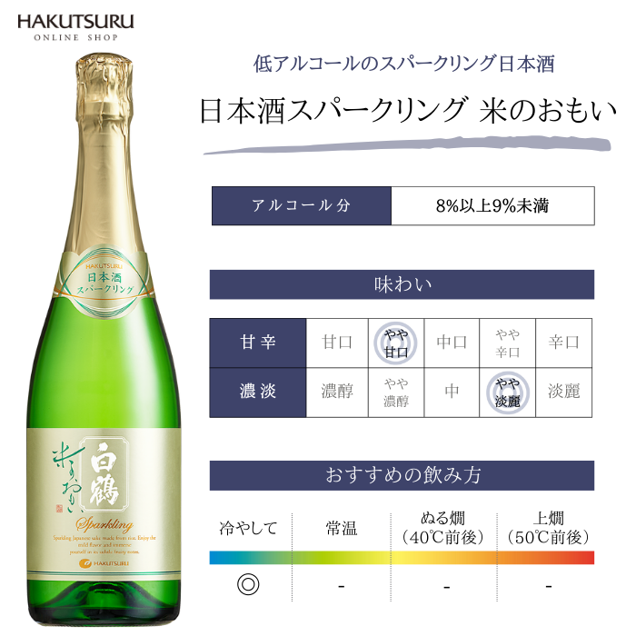 白鶴 日本酒スパークリング 米のおもい 720ml
