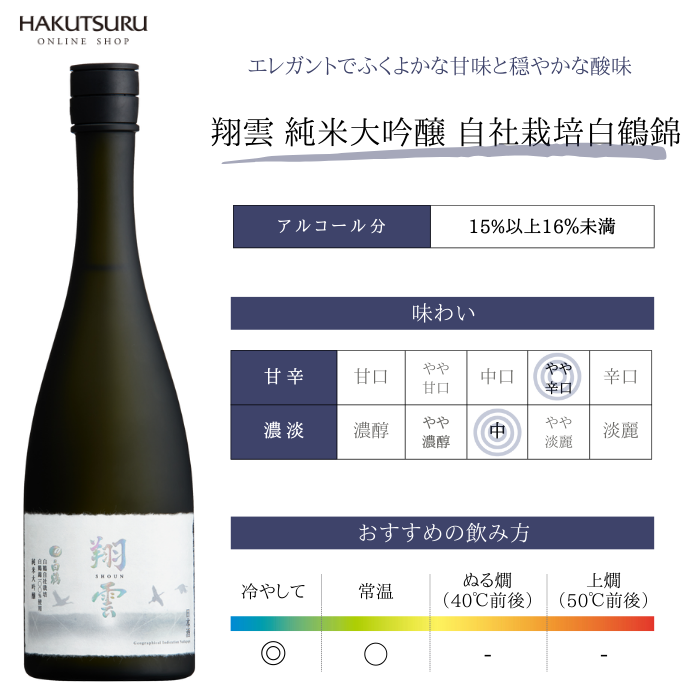 白鶴 翔雲 純米大吟醸 自社栽培白鶴錦と有田焼酒器セット<